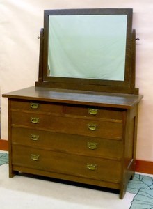 Gustav Stickley low dresser chest with mirror